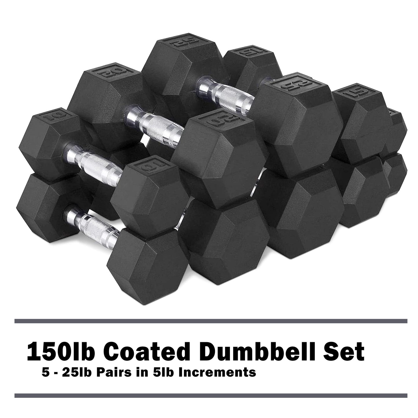 550Lb Rubber Hex Dumbbell Set