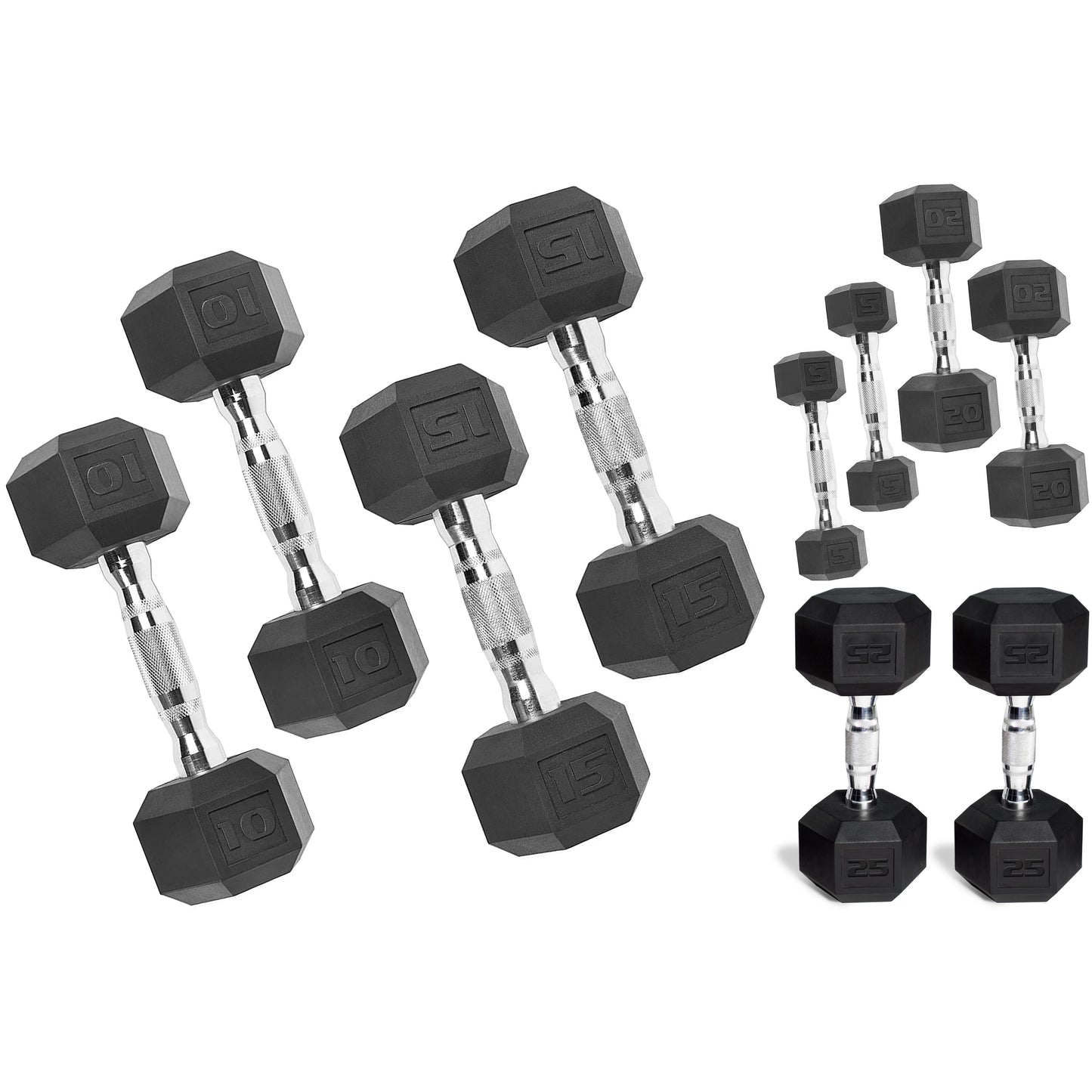 550Lb Rubber Hex Dumbbell Set