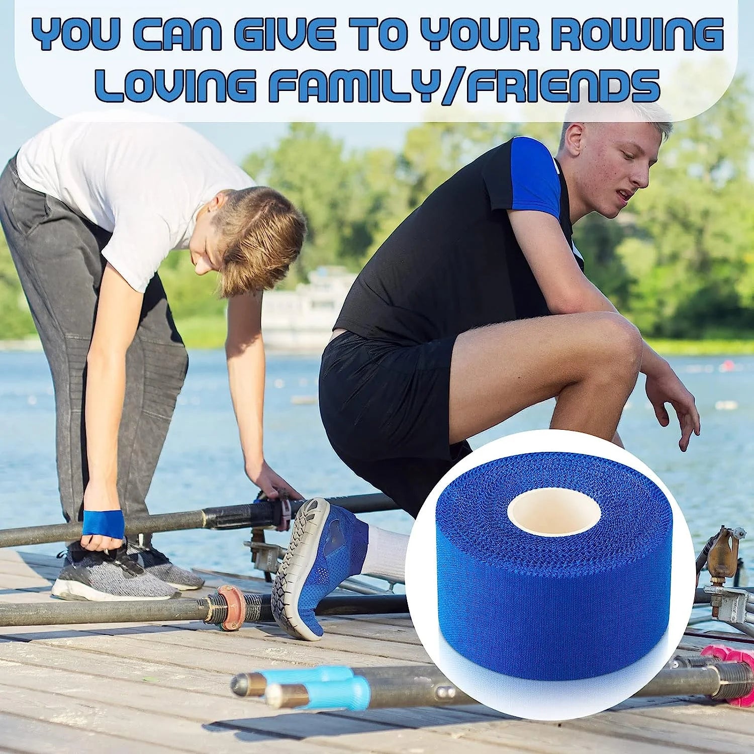 2 Rolls Rowing Tape for Men Women Athletic Sports Tape Wrist Tape for Blisters Cuts Preventing Strength Grip Indoor Machine or Outdoor Sculling Crew Athlete Trainers Gymnastics Boxing, Blue